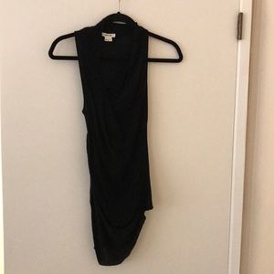 Helmut Lang Black asymmetrical raw edge tank